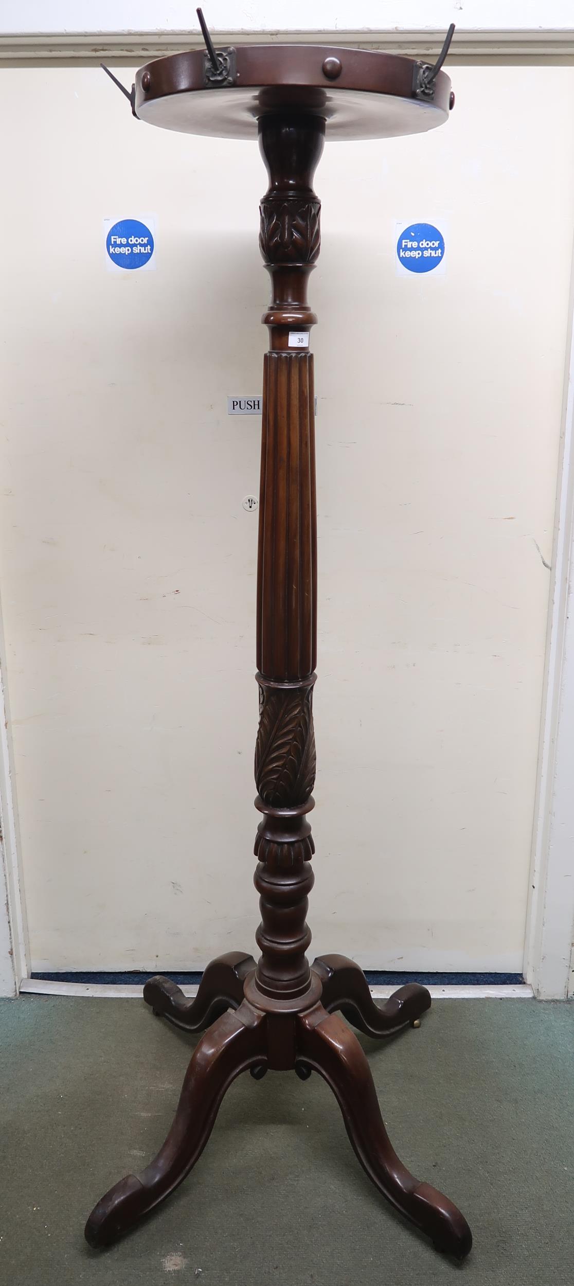 A Victorian mahogany coat stand on quatrefoil base, 185cm high Condition Report:Available upon