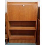A mid 20th century oak fall front writing bureau and a teak glazed bookcase (2) Condition Report: