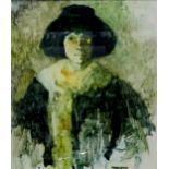 ANNE ANDERSON (SCOTTISH b.TRINIDAD)  WOMAN IN A BLACK HAT  Oil, signed lower right, 64 x 58cm  Title