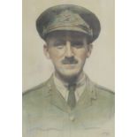 WILLIAM STRANG Portrait of a WW I officer, signed, pencil and crayon, dated, 1916, 37 x 26cm