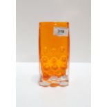 A Geoffrey Baxter for Whitefriars Glass Mobile Phone vase, in the tangerine colourway, 16.5cm