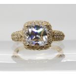 A 14k gold cz cluster ring,by QVC signed Anthony Kliger, size M1/2, weight 4.5gms Condition Report: