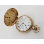 A 9ct gold full hunter pocket watch, diameter 4.8cm, weight including mechanism 93.7gms Condition