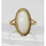 A 9ct gold white opal ring, size P, weight 3gms Condition Report:Available upon request