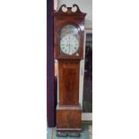 A 19th century mahogany cased Thomas Kennedy grandfather clock with painted face depicting