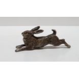 An Austrian cold painted bronze of a jumping hare in the style of Bergman, mark to base Condition