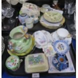 A collection of lady artist painted ceramics including an Ann Macbeth butter dish, Mary Fairgrieve
