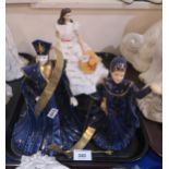 Wedgwood The Governor and Governess figures and another by Franklin Mint of Vivienne Leigh as
