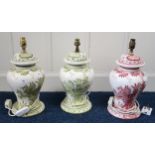 A lot of three Casa Fina ceramic table lamps (3) Condition Report:Available upon request