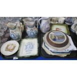 A collection of Scottish pottery commemorative ware including J & M P Bell Prince of Wales jugs,