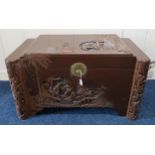 A 20th century Oriental carver camphorwood blanket chest Condition Report:Available upon request