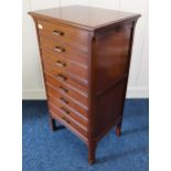 A 20th century mahogany eight drawer music cabinet, 102cm high x 52cm wide 41cm deep Condition