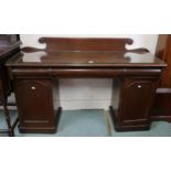 A Victorian mahogany twin pedestal sideboard, 101cm high x 152cm wide x 46cm deep Condition Report: