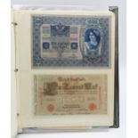 A collection of bank notes with colonial examples, German, Dutch, Indonesian, Caribbean etc