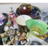 Assorted figures including Hummel, Doulton, Carlton ware vase and ginger jar, Maling bowl etc