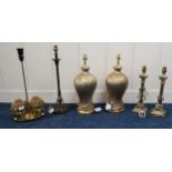 A lot of two pairs of contemporary table lamps and a further two table lamps (6) Condition Report: