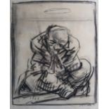 PETER HOWSON OBE (SCOTTISH b. 1958) MAN PRAYING Charcoal on paper, signed lower right, dated (19)92,