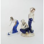 ROYAL DUX MODEL OF A SNAKE CHARMER AND DANCER No. 3037, 31cm high together with a Rosenthal