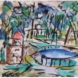 DONALD BAIN (SCOTTISH 1904-1979) IN THE LUXEMBOURG GARDENS, PARIS Watercolour, signed lower left, 27