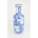 A CHINESE ROULEAU BLUE AND WHITE VASE