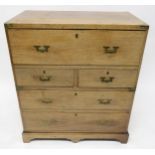 A VICTORIAN TEAK SECRETAIRE CAMPAIGN CHEST with long fall front secretaire drawer above two short