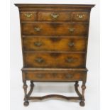 A 19TH CENTURY MAHOGANY CHEST ON STAND with three short drawers above three long drawers on single