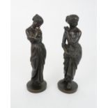 CHARLES CUMBERWORTH (1811-1852) A pair of 19th century patinated bronze figures depicting two semi-