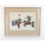 A SET OF FOUR CHINESE PAINTINGS depicting a noble court in gouache on rice paper, 20 x 26cm (4)