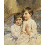 JAMES MCBEY LLD (SCOTTISH 1883-1959) PORTRAIT OF YOUNG SISTERS - 1927  Oil on canvas, signed upper