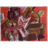 DAVID MCCLURE RSA RSW (SCOTTISH 1926-1998) RED MUSIC STUDIO  Lithograph, signed lower right,