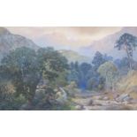 ROBERT FRIER River valley landscape, signed, watercolour, dated, 1871, 55 x 88cm Condition Report: