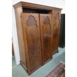 A 20th century mahogany three door wardrobe, 198cm high x 176cm wide x 55cm deep Condition Report: