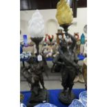 A spelter figural light and another after Picault of an angel. Condition Report:Available upon