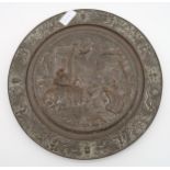 A bronze plaque relief moulded with a classical scene Condition Report:Not available for this lot.