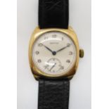 A 9ct gold vintage Vertex Revue watch, hallmarked Birmingham 1953, inscribed verso, case approx