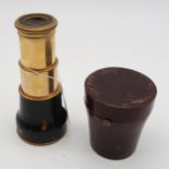 VICTORIAN BRASS AND TORTOISESHELL two drawer telescope, in cardboard case, 14cm long Condition