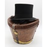 A silk top hat, small size, by Forsyth Bros. of Hamilton, Wishaw & Motherwell, in a brass-mounted