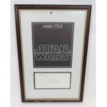 STAR WARS MAIN TITLE conductor John Williams signed, card, 36 x 20cm Condition Report:Available upon