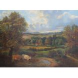 L WALKER Pastoral landscape, signed, oil on canvas, dated, 1901, 55 x 75cm Condition Report: