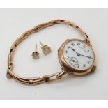 A 9ct gold ladies Dreadnought wristwatch, weight including mechanism 23.2gms, together with two
