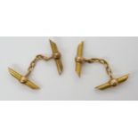 A pair of 15ct gold baton link cufflinks weight 5.7gms Condition Report:Available upon request