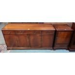 A 20th century mahogany four door sideboard and a mahogany stereo cabinet (2) Condition Report: