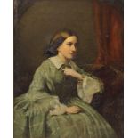BRITISH SCHOOL Portrait of a lady seated, three quarter length, oil on canvas, 41 x 33cm Condition