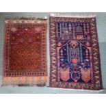 A lot of two assorted eastern prayer rugs (2) Condition Report:Available upon request