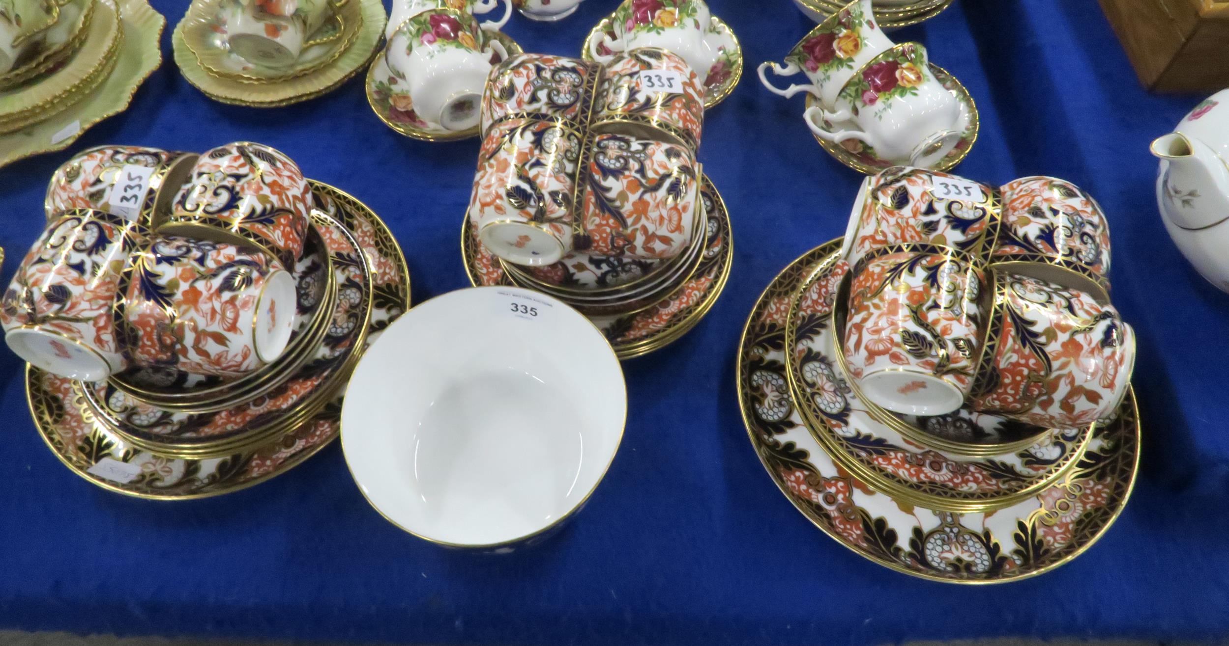 A Derby 383 pattern coffee set comprising twelve cups, saucers and plates, two cake plates and a
