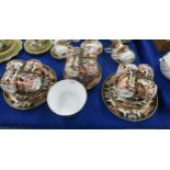 A Derby 383 pattern coffee set comprising twelve cups, saucers and plates, two cake plates and a