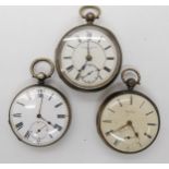 A silver pocket watch with Birmingham hallmarks for 1876, the dial marked Harris Stone , Leeds, a