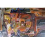 20TH CENTURY SCHOOL  ABSTRACT DESIGNS Oil on panel, (70 x 105cm), (60 x 106cm) (2) Condition