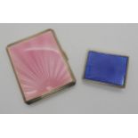 A silver and pink guilloche enamel cigarette case, made by Deakin & Francis Ltd, hallmarked 1951,