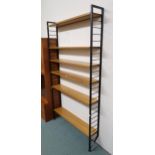 A mid 20th century Staples Ladderax modular open bookcase consisting two uprights and six shelves,
